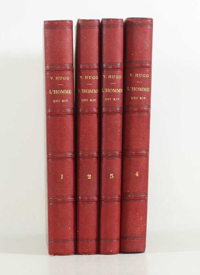 HUGO - L homme qui rit - 1869 - Edition originale - 4 volumes, chagrin rouge - Photo 0, livre rare du XIXe siècle