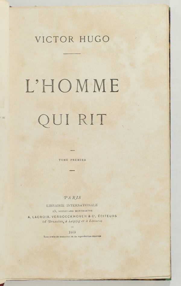 HUGO - L homme qui rit - 1869 - Edition originale - 4 volumes, chagrin rouge - Photo 1, livre rare du XIXe siècle