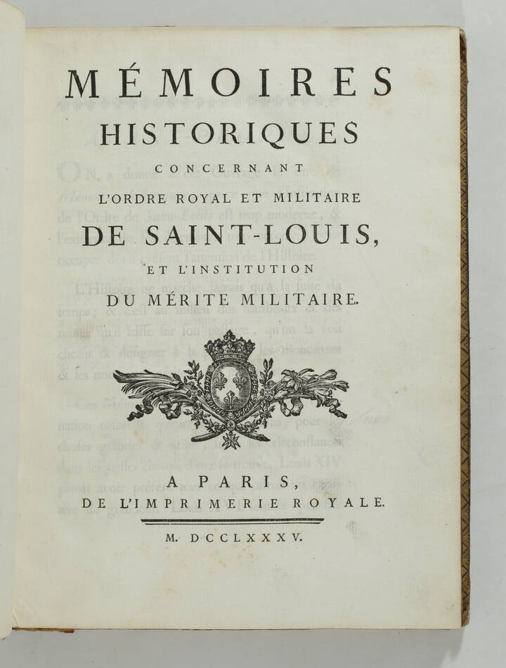 Mémoires historiques - Ordre royal de Saint-Louis et Mérite militaire - 1785 - Photo 1, livre ancien du XVIIIe siècle