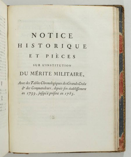 Mémoires historiques - Ordre royal de Saint-Louis et Mérite militaire - 1785 - Photo 3, livre ancien du XVIIIe siècle