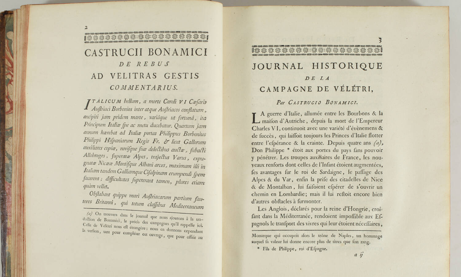 PEZAY - Campagnes du maréchal de Maillebois en Italie en 1745-1746 - 2 vol. 1775 - Photo 2, livre ancien du XVIIIe siècle
