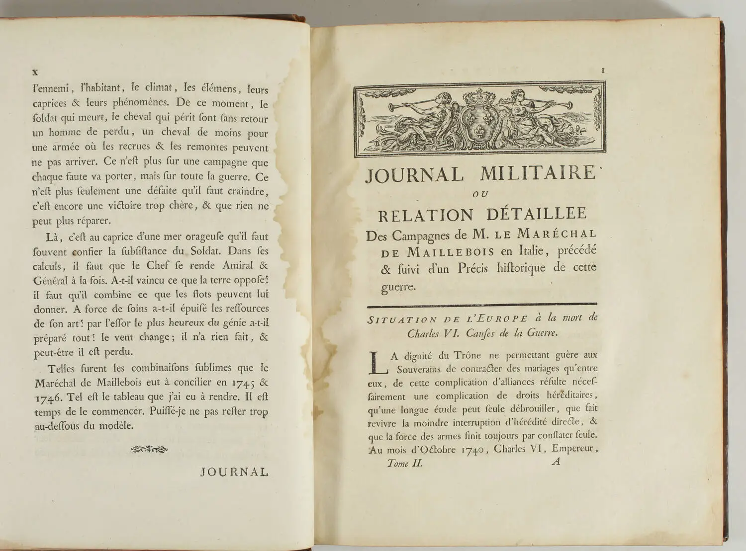 PEZAY - Campagnes du maréchal de Maillebois en Italie en 1745-1746 - 2 vol. 1775 - Photo 4, livre ancien du XVIIIe siècle