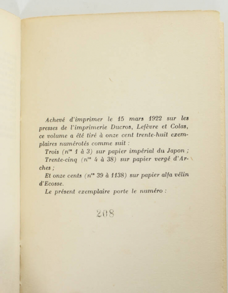COCTEAU - Vocabulaire - Poèmes - 1922 - EO / alfa vélin d Ecosse - Photo 1, livre rare du XXe siècle