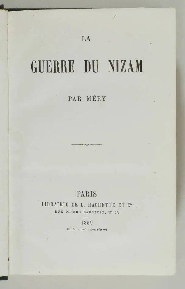 [Inde] MERY - La guerre du Nizam - 1859 - Ex-libris du château de Louppy - Photo 1, livre rare du XIXe siècle