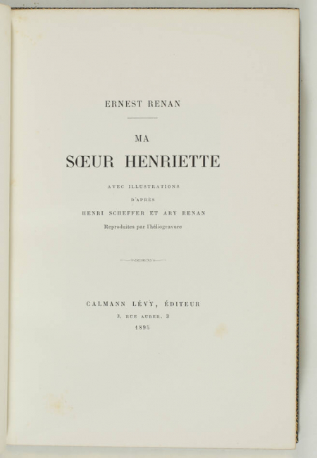 [Bretagne Tréguier] Esrnest RENAN - Ma soeur Henriette - 1895 - plein maroquin - Photo 3, livre rare du XIXe siècle