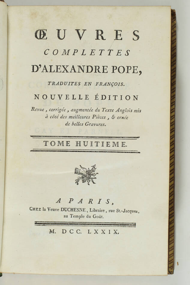 POPE - Oeuvres complètes - 1779 - 8 volumes - Ex-libris Pourrat à Ambert - Photo 9, livre ancien du XVIIIe siècle