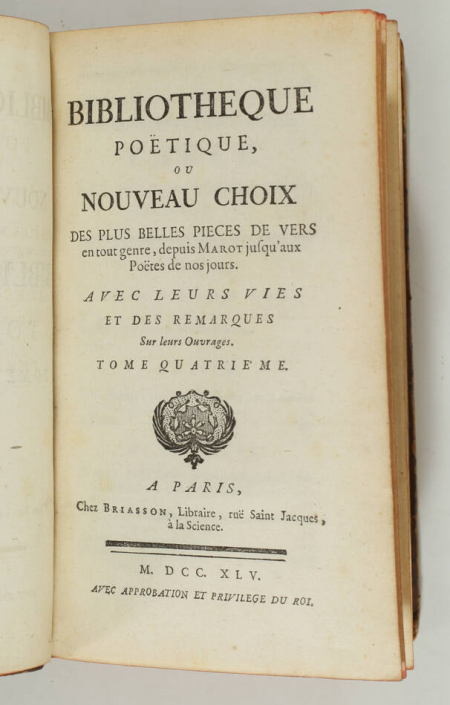[Poésie] LEFORT - Bibliothèque poëtique depuis Marot - 1745 - 4 volumes - Photo 3, livre ancien du XVIIIe siècle