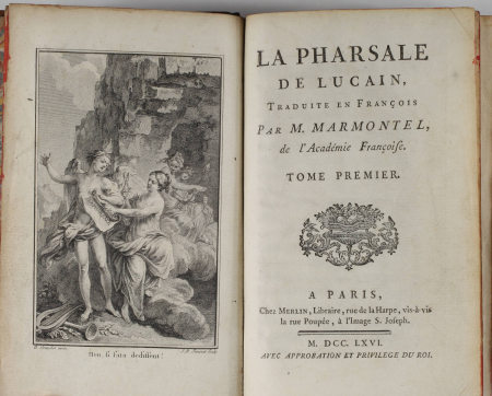 LUCAIN La Pharsale Traduite par Marmontel 1766 - 2 vol, 11 figures de Gravelot - Photo 1, livre ancien du XVIIIe siècle