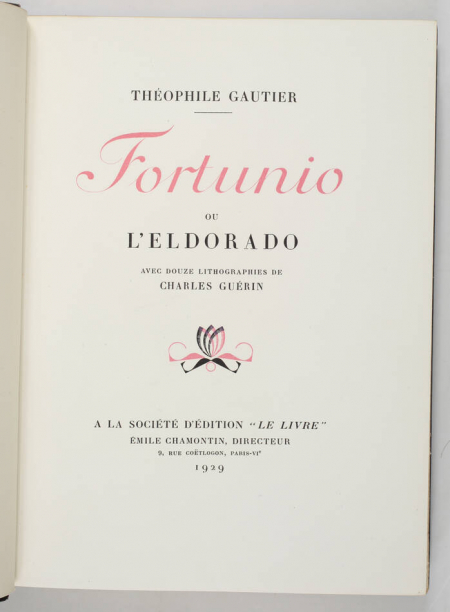 GAUTIER - Fortunio - 1929 - lith. de Guérin - Reliure signée Jean Duval - Photo 3, livre rare du XXe siècle