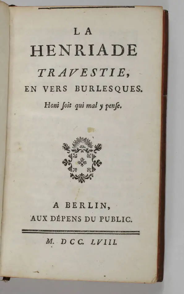 MONTBRON - La Henriade travestie - Berlin, 1758 - Ex-libris - Photo 1, livre ancien du XVIIIe siècle