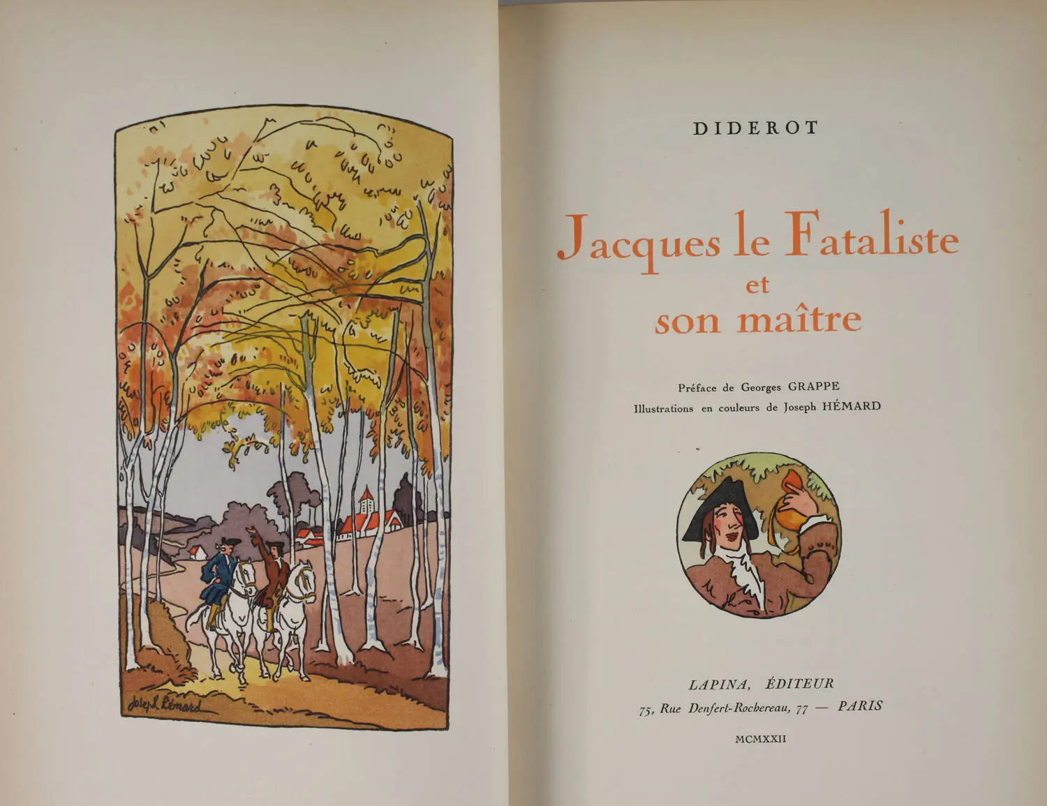 DIDEROT Jacques le fataliste et son maître 1921 - Hémard - Reliure de Schroeder - Photo 3, livre rare du XXe siècle
