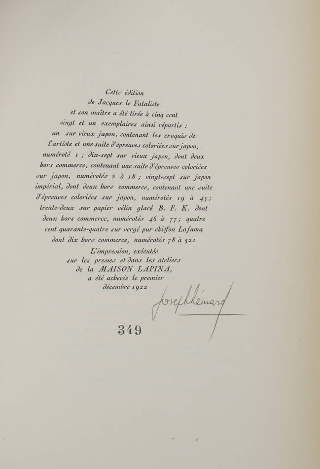 DIDEROT Jacques le fataliste et son maître 1921 - Hémard - Reliure de Schroeder - Photo 5, livre rare du XXe siècle