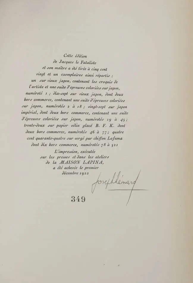DIDEROT Jacques le fataliste et son maître 1921 - Hémard - Reliure de Schroeder - Photo 5, livre rare du XXe siècle