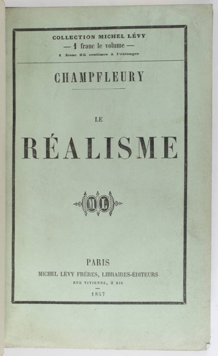 CHAMPFLEURY - Le réalisme - 1857 - EO - Reliure signée de V. Champs - Photo 1, livre rare du XIXe siècle