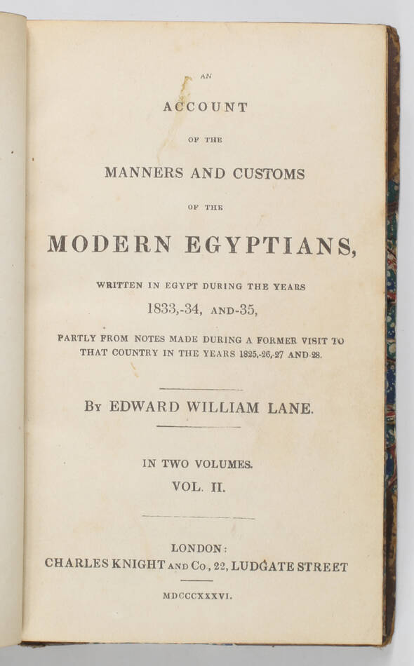 LANE - The Manners and Customs of the Modern Egyptians - 1837 - 2 vols - Photo 4, livre rare du XIXe siècle