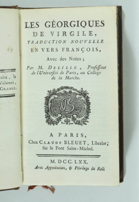 VIRGILE - Les Géorgiques - 1770 - par M. l abbé Delille - Photo 1, livre ancien du XVIIIe siècle