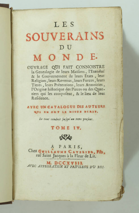 [BRESLER] Les souverains du monde - 1718 - 4 volumes - planches héraldiques - Photo 4, livre ancien du XVIIIe siècle