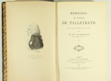 TALLEYRAND Mémoires - 1891-1892 - 5 volumes - reliés - EO - Photo 1, livre rare du XIXe siècle