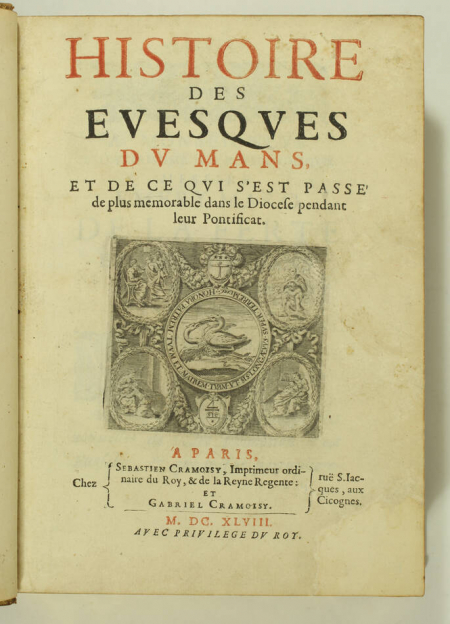 [Maine] LE CORVAISIER - Histoire des évesques du Mans - 1648 - Photo 0, livre ancien du XVIIe siècle