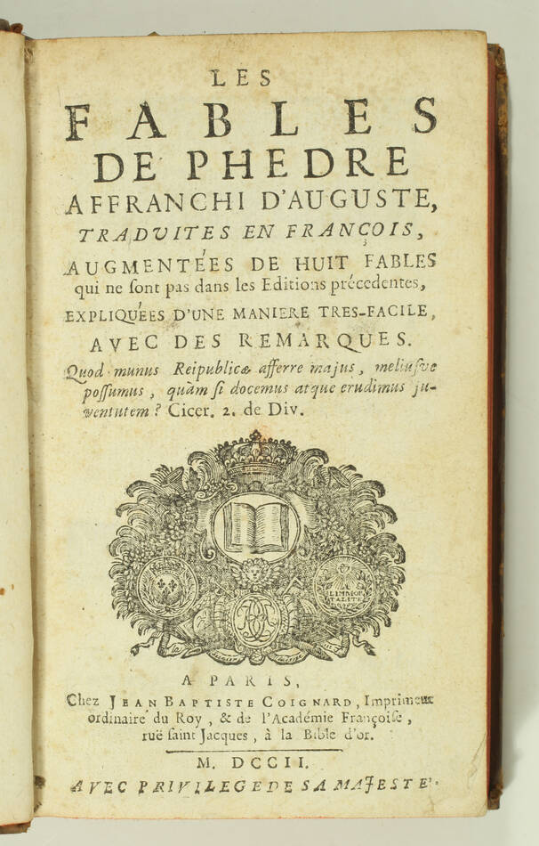 Les fables de Phèdre affranchi d Auguste - Coignard, 1702 - Photo 1, livre ancien du XVIIIe siècle