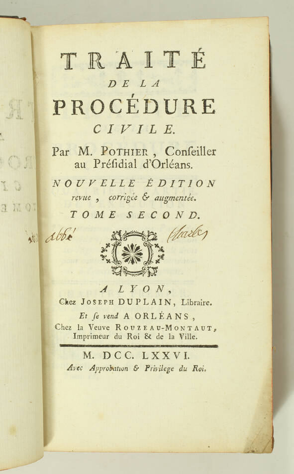 POTHIER - Traité de la procédure civile - 1776 - 2 volumes - Photo 2, livre ancien du XVIIIe siècle