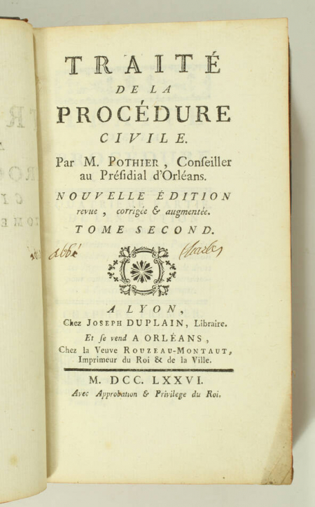 POTHIER - Traité de la procédure civile - 1776 - 2 volumes - Photo 2, livre ancien du XVIIIe siècle
