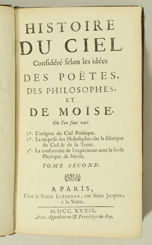 Pluche - Histoire du ciel - 1739 - 2 volumes - 25 planches - Photo 3, livre ancien du XVIIIe siècle