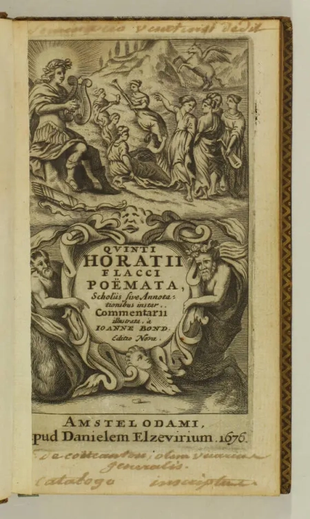 HORACE. Quinti Horatii Flacci Poëmata, Scholiis sive Annotationibus, instar Commentarii, illustrata à Ioanne Bond. Editio nova, livre ancien du XVIIe siècle