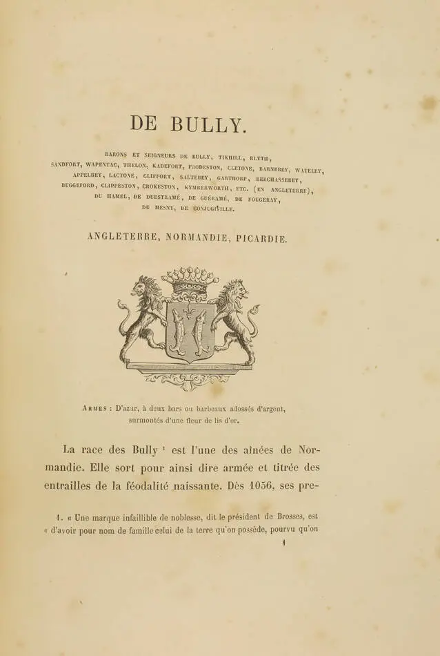 NOULENS - Maison de Bully. Notice historique et généalogique - 1874 - Photo 2, livre rare du XIXe siècle