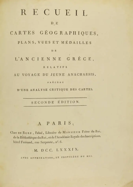 [Atlas] Recueil de cartes géographiques du voyage d Anacharsis - 1789 - Photo 2, livre ancien du XVIIIe siècle