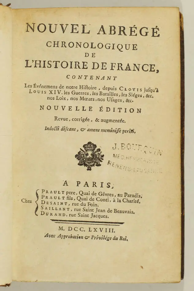 Nouvel abrégé chronologique de l histoire de France - 1768 - 3 volumes - Photo 1, livre ancien du XVIIIe siècle