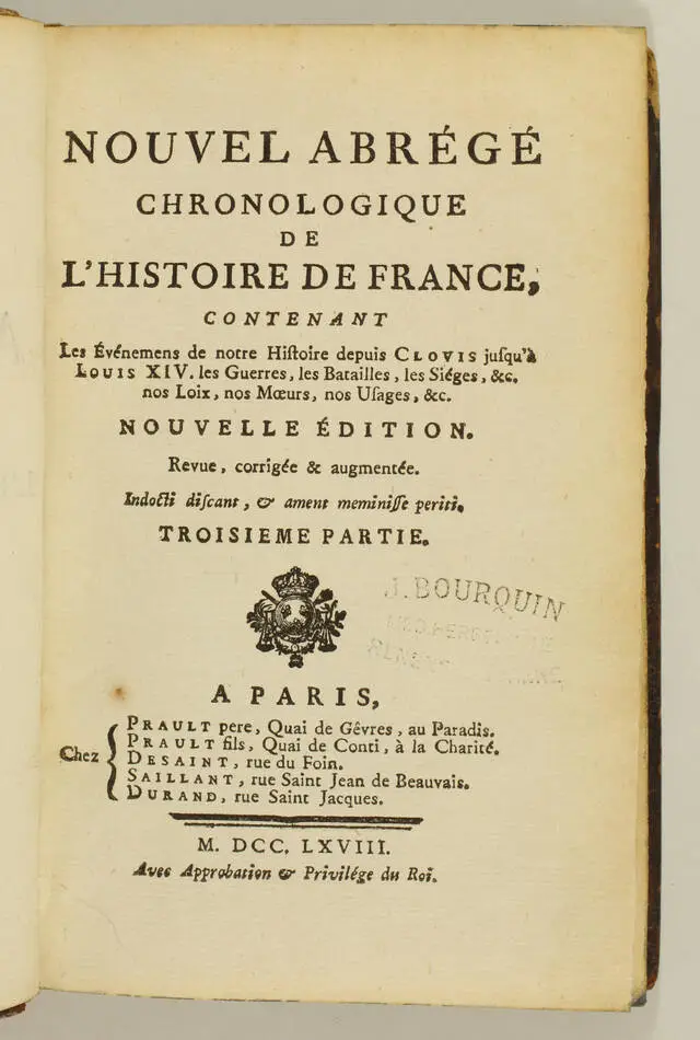 Nouvel abrégé chronologique de l histoire de France - 1768 - 3 volumes - Photo 3, livre ancien du XVIIIe siècle