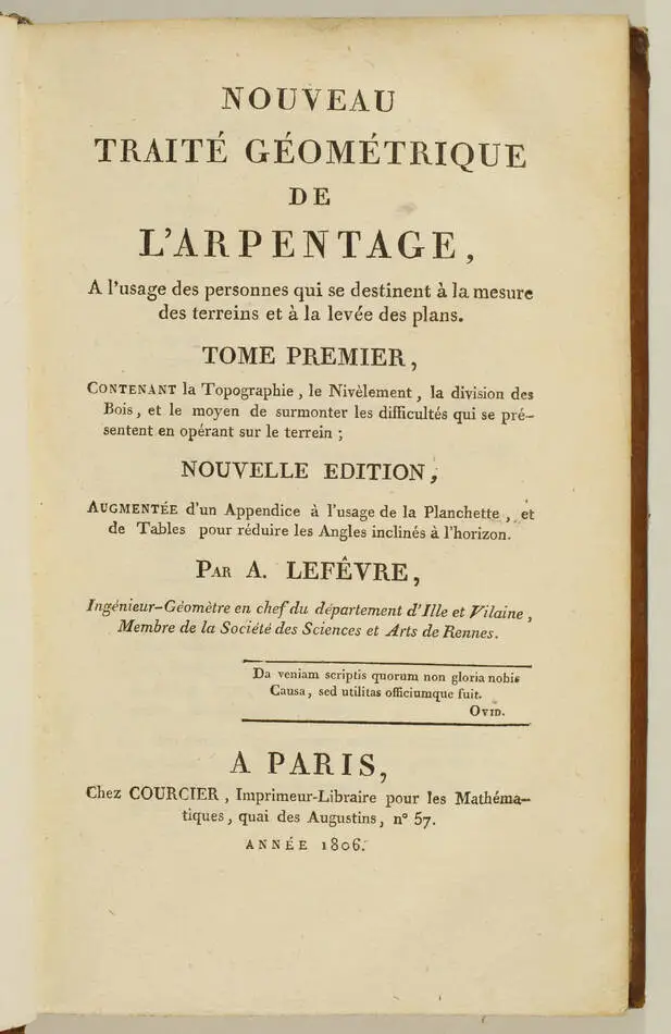 LEFEVRE - Traité géométrique de l arpentage - 1806 - 2 volumes - 25 planches - Photo 1, livre ancien du XIXe siècle