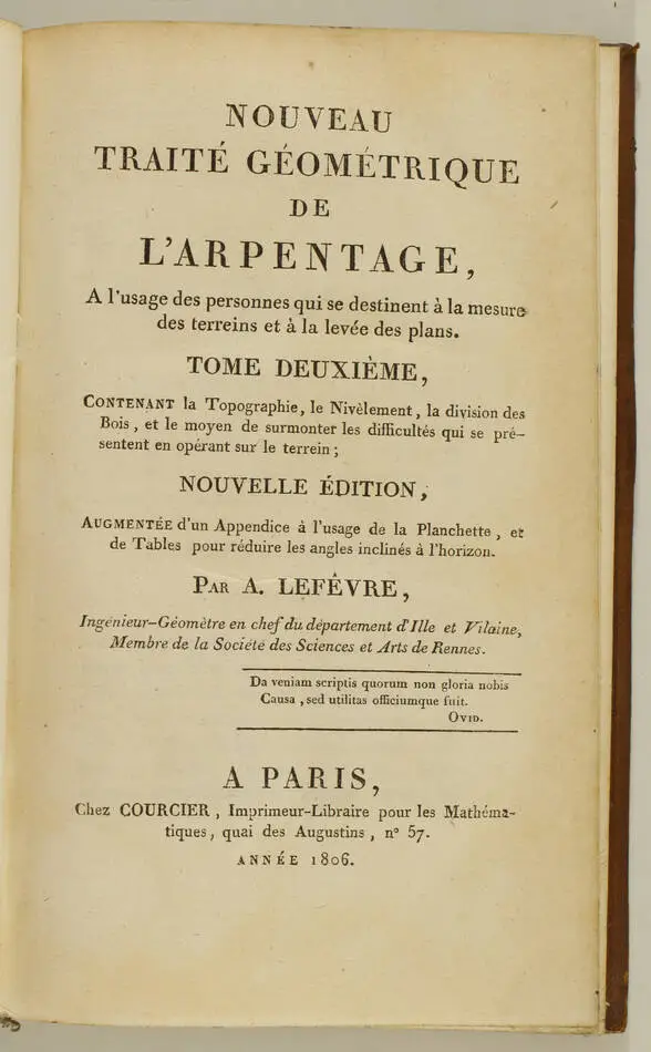 LEFEVRE - Traité géométrique de l arpentage - 1806 - 2 volumes - 25 planches - Photo 3, livre ancien du XIXe siècle