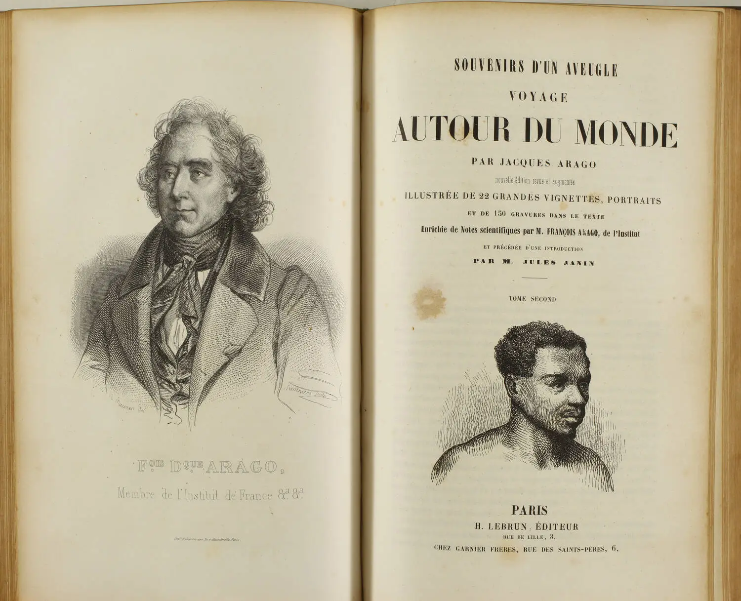 ARAGO - Souvenirs d un aveugle. Voyage autour du monde (vers 1843) - 2 tomes - Photo 4, livre rare du XIXe siècle
