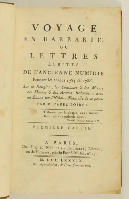 [Arabes-bédouins] POIRET Voyage en Barbarie, ancienne - 1789 - 2 tomes - Photo 1, livre ancien du XVIIIe siècle