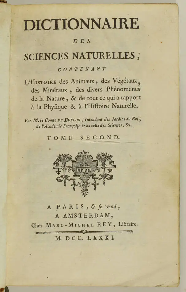 BUFFON - Dictionnaire des sciences naturelles - 1781 - 2 volumes - Ex-libris - Photo 3, livre ancien du XVIIIe siècle