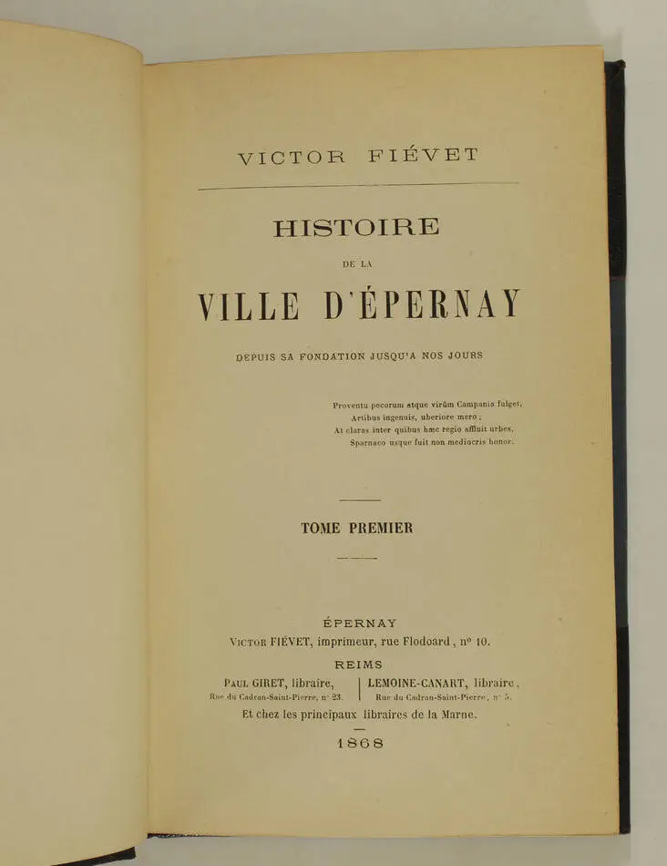 FIEVET Histoire de la ville d Epernay, depuis sa fondation - 1868 - 3 volumes - Photo 1, livre rare du XIXe siècle
