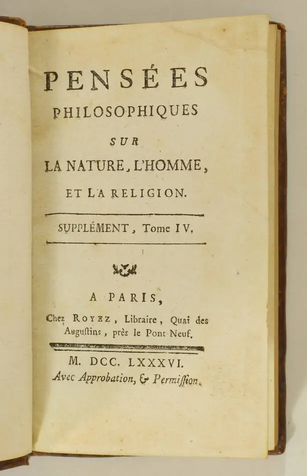 BOUDIER de VILLERMET - Pensées philosophiques - 1784-1786 - volumes - Photo 2, livre ancien du XVIIIe siècle