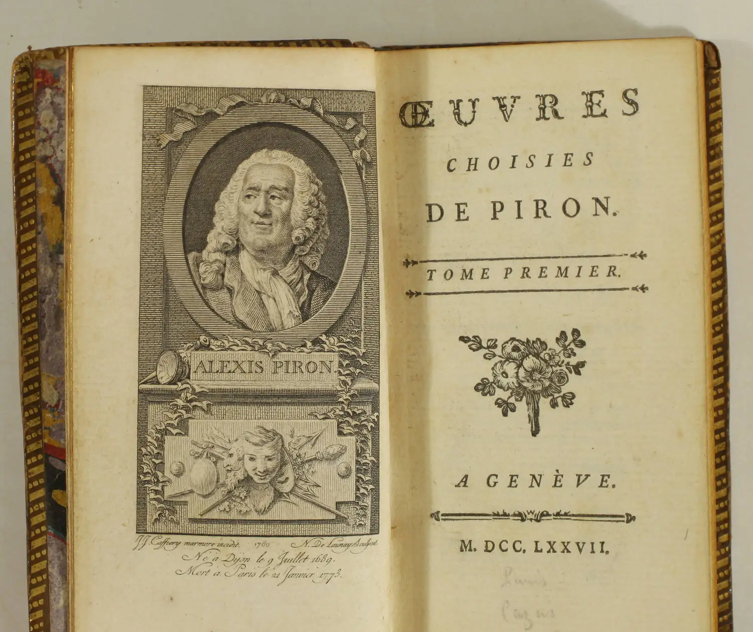 [Cazin] Alexis PIRON - Oeuvres choisies - 1777 - 2 volumes - Photo 1, livre ancien du XVIIIe siècle