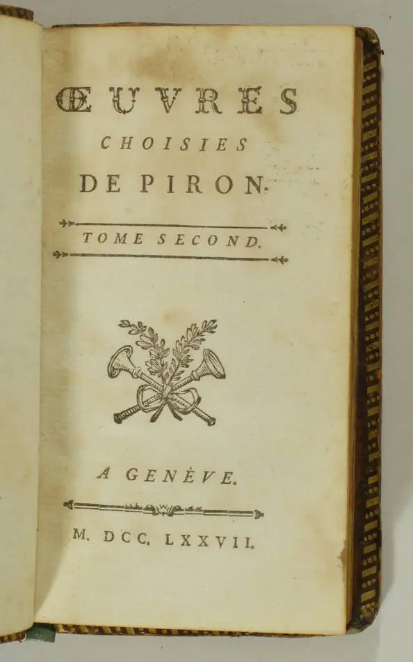 [Cazin] Alexis PIRON - Oeuvres choisies - 1777 - 2 volumes - Photo 2, livre ancien du XVIIIe siècle