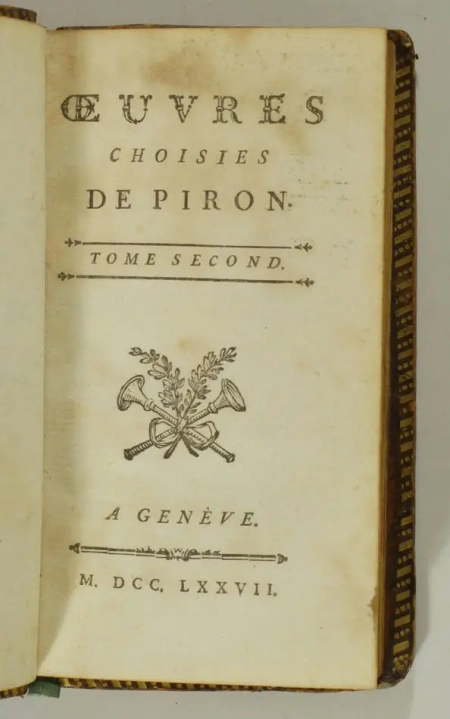 [Cazin] Alexis PIRON - Oeuvres choisies - 1777 - 2 volumes - Photo 2, livre ancien du XVIIIe siècle