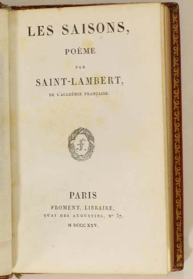 SAINT-LAMBERT - Les saisons - 1825 - frontispice - Photo 2, livre rare du XIXe siècle