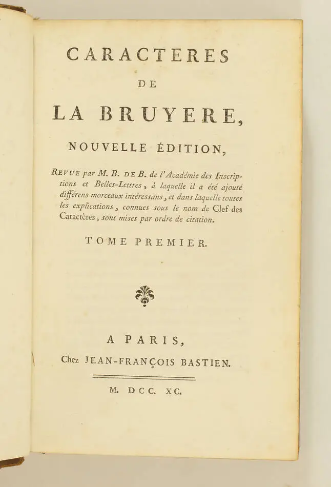 Caractères de La Bruyere + Théphraste 1790 - 3 t. en 2 volumes -  Belin de Ballu - Photo 1, livre ancien du XVIIIe siècle