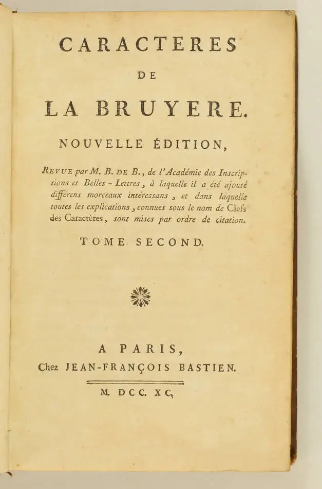 Caractères de La Bruyere + Théphraste 1790 - 3 t. en 2 volumes -  Belin de Ballu - Photo 3, livre ancien du XVIIIe siècle