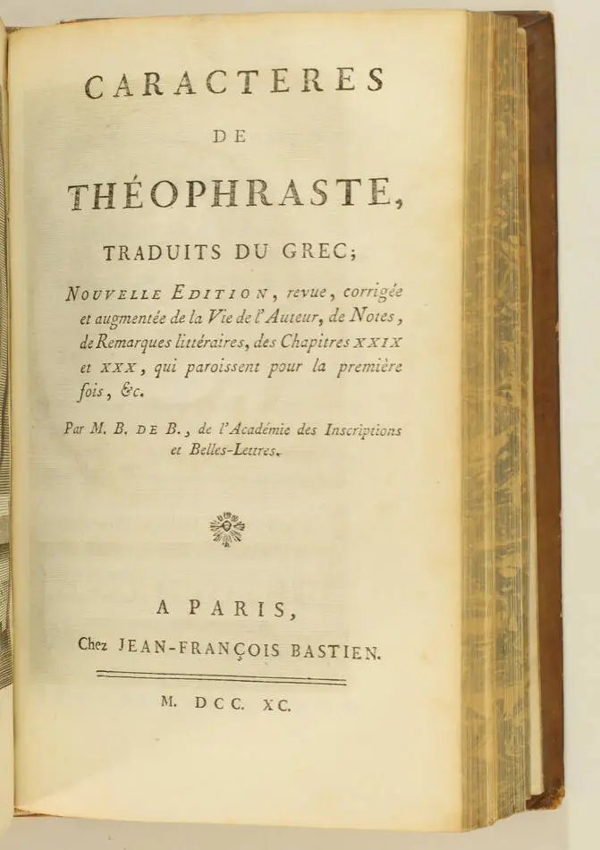 Caractères de La Bruyere + Théphraste 1790 - 3 t. en 2 volumes -  Belin de Ballu - Photo 5, livre ancien du XVIIIe siècle