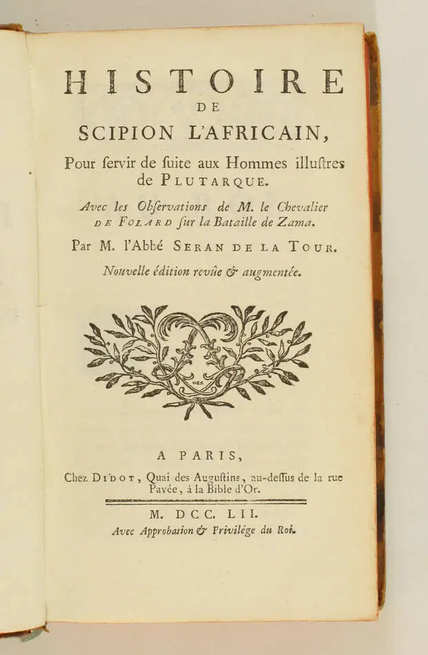 SERAN de la TOUR Histoire de Scipion africain + Epaminondas 1752 - Pl. et carte - Photo 1, livre ancien du XVIIIe siècle