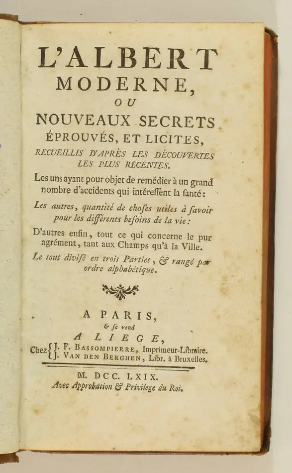 ALLETZ - L Albert moderne, ou nouveaux secrets éprouvés - 1769 - Photo 1, livre ancien du XVIIIe siècle