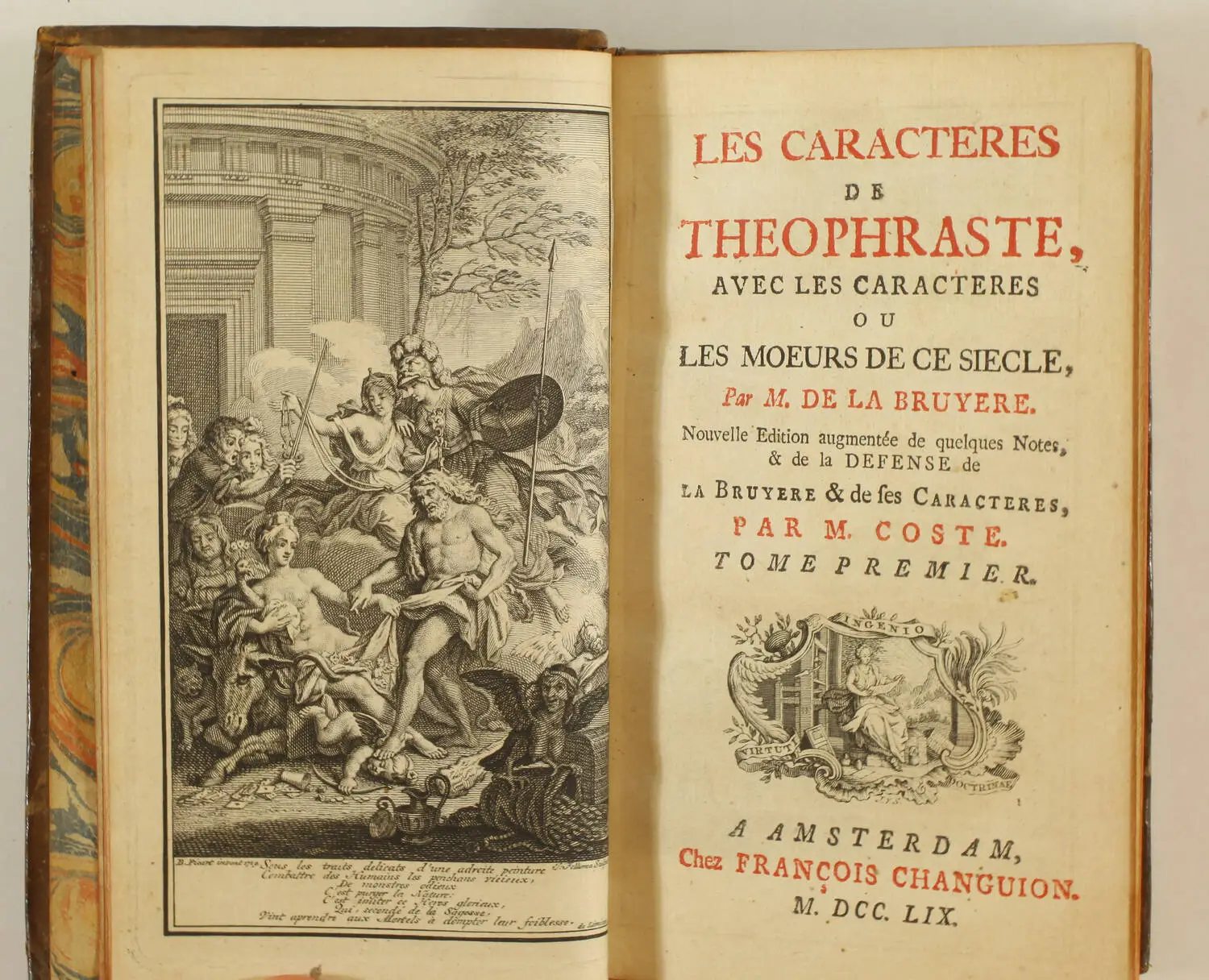 Les Caractères de Théophraste et de la Bruyère - Changuion, 1759 - 2 volumes - Photo 1, livre ancien du XVIIIe siècle