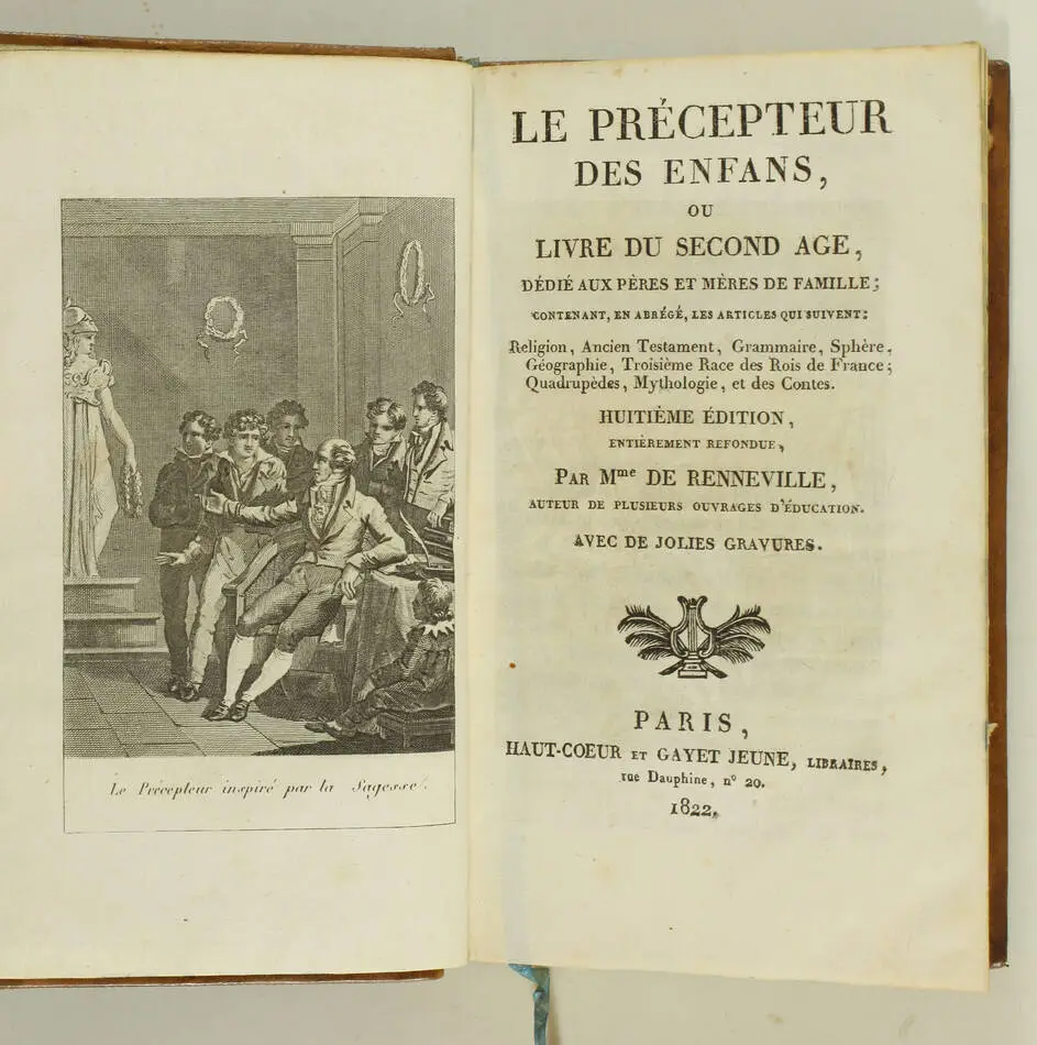 [Enfantina] RENNEVILLE - Le précepteur des enfans - 1822 - Photo 2, livre rare du XIXe siècle